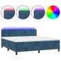 Cama box spring colchón y LED terciopelo azul oscuro 180x200 cm de vidaXL, Camas y somieres - Ref: Foro24-3134301, Precio: 53...