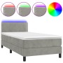 Cama box spring colchón y LED terciopelo gris claro 90x200 cm de vidaXL, Camas y somieres - Ref: Foro24-3134321, Precio: 294,...