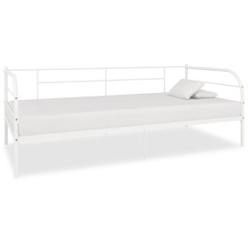 Estructura de cama de metal blanco 90x200 cm de vidaXL, Camas y somieres - Ref: Foro24-284672, Precio: 106,44 €, Descuento: %