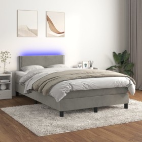Cama box spring colchón y LED terciopelo gris claro 120x200 cm de vidaXL, Camas y somieres - Ref: Foro24-3134333, Precio: 382...