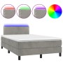 Cama box spring colchón y LED terciopelo gris claro 120x200 cm de vidaXL, Camas y somieres - Ref: Foro24-3134333, Precio: 382...