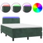 Cama box spring colchón y LED terciopelo verde oscuro 120x200cm de vidaXL, Camas y somieres - Ref: Foro24-3134336, Precio: 36...