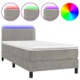 Cama box spring colchón y LED terciopelo gris claro 100x200 cm de vidaXL, Camas y somieres - Ref: Foro24-3134327, Precio: 305...