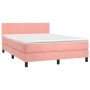 Cama box spring colchón y LED terciopelo rosa 140x200 cm de vidaXL, Camas y somieres - Ref: Foro24-3134290, Precio: 421,41 €,...