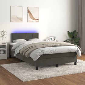 Cama box spring colchón y LED terciopelo gris oscuro 120x200 cm de vidaXL, Camas y somieres - Ref: Foro24-3134394, Precio: 38...