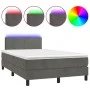 Box spring bed with mattress and LED dark gray velvet 120x200 cm by vidaXL, Beds and slatted bases - Ref: Foro24-3134394, Pri...