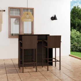 Set de muebles de bar para jardín 3 piezas marrón en Conjuntos de jardín | Comprar online en Foru.es