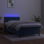 Cama box spring colchón y LED terciopelo azul oscuro 100x200 cm de vidaXL, Camas y somieres - Ref: Foro24-3134391, Precio: 32...