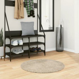 Alfombra pelo largo aspecto brillante ISTAN beige Ø 80 cm en Alfombras | Comprar online en Foru.es