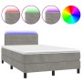 Cama box spring colchón y LED terciopelo gris claro 120x200 cm de vidaXL, Camas y somieres - Ref: Foro24-3134453, Precio: 381...