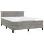 Cama box spring colchón y LED terciopelo gris claro 140x190 cm de vidaXL, Camas y somieres - Ref: Foro24-3134459, Precio: 443...