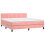 Cama box spring colchón y LED terciopelo rosa 160x200 cm de vidaXL, Camas y somieres - Ref: Foro24-3134536, Precio: 454,56 €,...