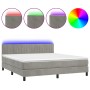Cama box spring colchón y LED terciopelo gris claro 160x200 cm de vidaXL, Camas y somieres - Ref: Foro24-3134531, Precio: 479...