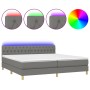 Cama box spring con colchón y LED tela gris oscuro 200x200 cm de vidaXL, Camas y somieres - Ref: Foro24-3133982, Precio: 570,...