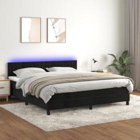 Cama box spring colchón y LED terciopelo negro 180x200 cm de vidaXL, Camas y somieres - Ref: Foro24-3134539, Precio: 525,68 €...
