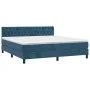 Box spring bed with mattress and LED dark blue velvet 160x200 cm by vidaXL, Beds and slatted bases - Ref: Foro24-3134595, Pri...