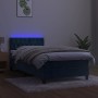 Cama box spring colchón y LED terciopelo azul oscuro 90x200 cm de vidaXL, Camas y somieres - Ref: Foro24-3134565, Precio: 318...
