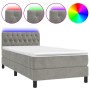 Cama box spring colchón y LED terciopelo gris claro 90x190 cm de vidaXL, Camas y somieres - Ref: Foro24-3134555, Precio: 299,...