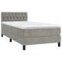 Cama box spring colchón y LED terciopelo gris claro 90x190 cm de vidaXL, Camas y somieres - Ref: Foro24-3134555, Precio: 299,...