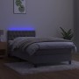 Cama box spring colchón y LED terciopelo gris claro 90x190 cm de vidaXL, Camas y somieres - Ref: Foro24-3134555, Precio: 299,...