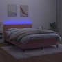 Cama box spring colchón y LED terciopelo rosa 140x190 cm de vidaXL, Camas y somieres - Ref: Foro24-3134584, Precio: 457,56 €,...