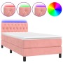 Cama box spring colchón y LED terciopelo rosa 90x200 cm de vidaXL, Camas y somieres - Ref: Foro24-3134566, Precio: 305,09 €, ...