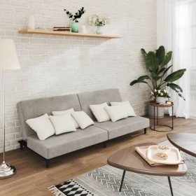 Sofá cama de 2 plazas terciopelo gris claro en Sofás | Comprar online en Foru.es