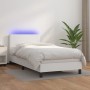 Cama box spring colchón y LED cuero sintético blanco 100x200 cm de vidaXL, Camas y somieres - Ref: Foro24-3134088, Precio: 31...