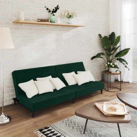 Sofá cama de 2 plazas terciopelo verde oscuro en Sofás | Comprar online en Foru.es