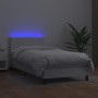 Cama box spring colchón y LED cuero sintético blanco 100x200 cm de vidaXL, Camas y somieres - Ref: Foro24-3134088, Precio: 31...
