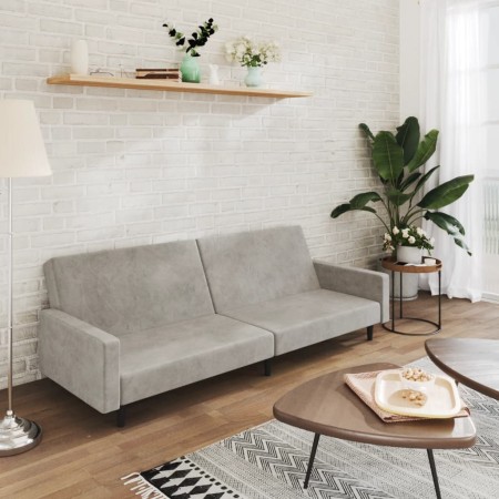 Sofá cama de 2 plazas terciopelo gris claro en Sofás | Comprar online en Foru.es