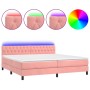 Cama box spring colchón y LED terciopelo rosa 200x200 cm de vidaXL, Camas y somieres - Ref: Foro24-3134608, Precio: 573,52 €,...