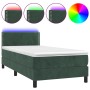 Cama box spring colchón y LED terciopelo verde oscuro 100x200cm de vidaXL, Camas y somieres - Ref: Foro24-3134330, Precio: 32...