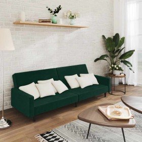 Sofá cama de 2 plazas terciopelo verde oscuro en Sofás | Comprar online en Foru.es