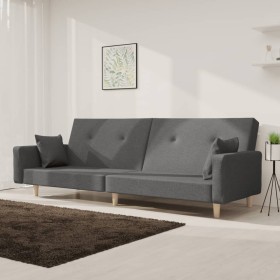 Sofá cama de 2 plazas con dos almohadas tela gris claro en Sofás | Comprar online en Foru.es