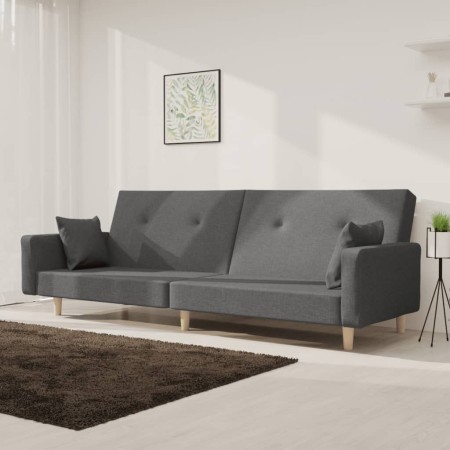 Sofá cama de 2 plazas con dos almohadas tela gris claro en Sofás | Comprar online en Foru.es
