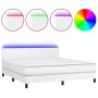 Cama box spring colchón y LED cuero sintético blanco 180x200 cm de vidaXL, Camas y somieres - Ref: Foro24-3134118, Precio: 54...