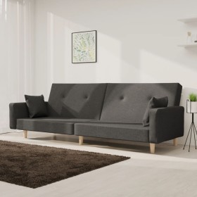 Sofá cama de 2 plazas con dos almohadas tela gris oscuro en Sofás | Comprar online en Foru.es