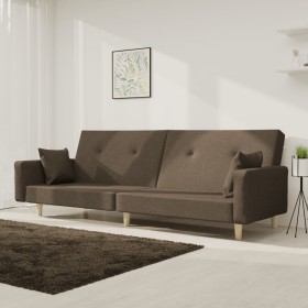 Sofá cama de 2 plazas con dos almohadas tela gris taupe en Sofás | Comprar online en Foru.es