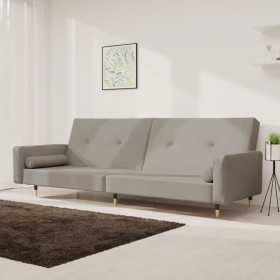 Sofá cama de 2 plazas con dos almohadas terciopelo gris claro en Sofás | Comprar online en Foru.es