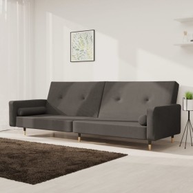 Sofá cama de 2 plazas con dos almohadas terciopelo gris oscuro en Sofás | Comprar online en Foru.es
