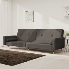 Sofá cama de 2 plazas con dos almohadas terciopelo gris oscuro en Sofás | Comprar online en Foru.es