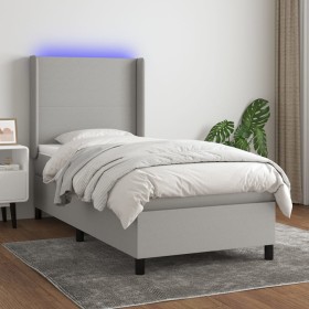 Cama box spring colchón y luces LED tela gris claro 90x190 cm de vidaXL, Camas y somieres - Ref: Foro24-3138117, Precio: 331,...