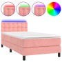 Cama box spring colchón y LED terciopelo rosa 100x200 cm de vidaXL, Camas y somieres - Ref: Foro24-3134632, Precio: 311,36 €,...