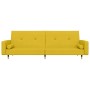 Sofá cama de 2 plazas con dos almohadas terciopelo amarillo en Sofás | Comprar online en Foru.es