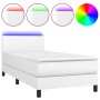 Cama box spring y colchón LED cuero sintético blanco 90x200 cm de vidaXL, Camas y somieres - Ref: Foro24-3134082, Precio: 304...
