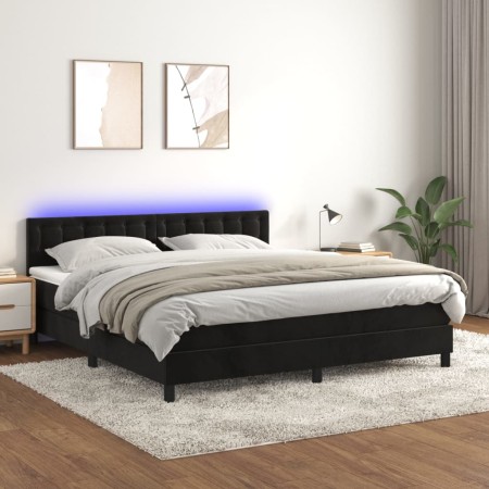 Cama box spring colchón y LED terciopelo negro 180x200 cm de vidaXL, Camas y somieres - Ref: Foro24-3134659, Precio: 518,75 €...