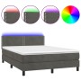 Cama box spring colchón y LED terciopelo gris oscuro 140x190 cm de vidaXL, Camas y somieres - Ref: Foro24-3134340, Precio: 42...