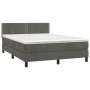 Cama box spring colchón y LED terciopelo gris oscuro 140x190 cm de vidaXL, Camas y somieres - Ref: Foro24-3134340, Precio: 42...