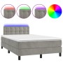 Cama box spring colchón y LED terciopelo gris claro 120x200 cm de vidaXL, Camas y somieres - Ref: Foro24-3134633, Precio: 390...